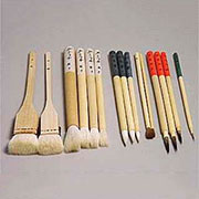 熊野筆｜釉掛け・絵付け筆セット A 6種、15本組